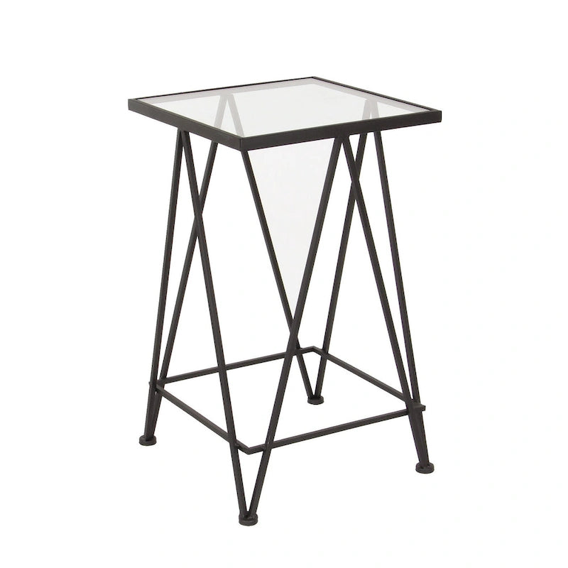 Moderner Akzenttisch aus Metall in Gold, Silber oder Schwarz mit Spiegelglasplatte (2er-Set) - 15 x 15 x 25