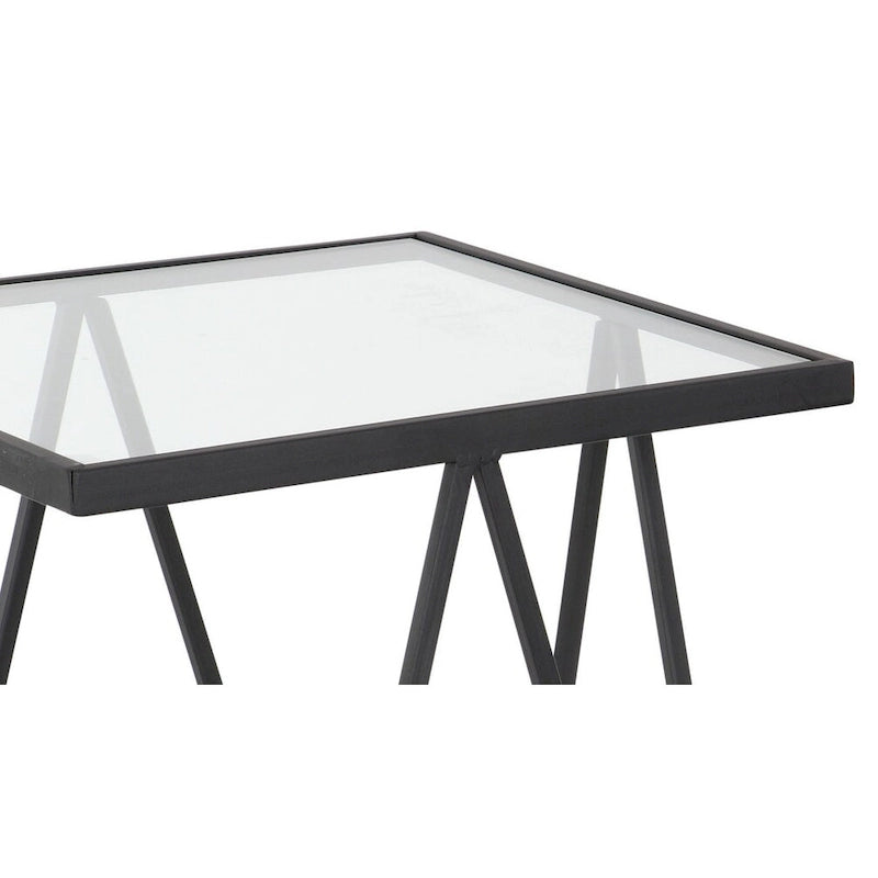 Moderner Akzenttisch aus Metall in Gold, Silber oder Schwarz mit Spiegelglasplatte (2er-Set) - 15 x 15 x 25