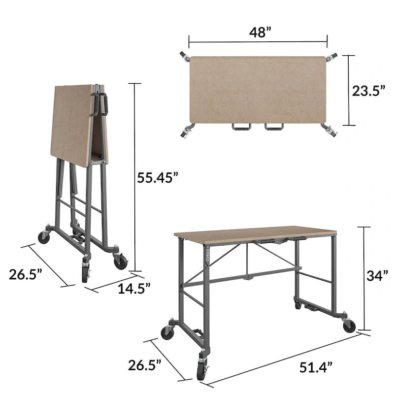 Escritorio de trabajo plegable portátil con superficie de trabajo de MDF