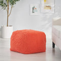Weicher, zotteliger Pouf-Hocker, runder, flauschiger Fußhocker fürs Wohnzimmer