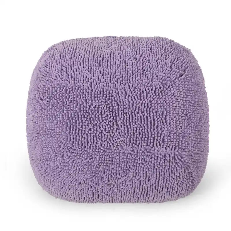 Pouf ottoman moelleux à poils longs, repose-pieds rond et douillet pour le salon