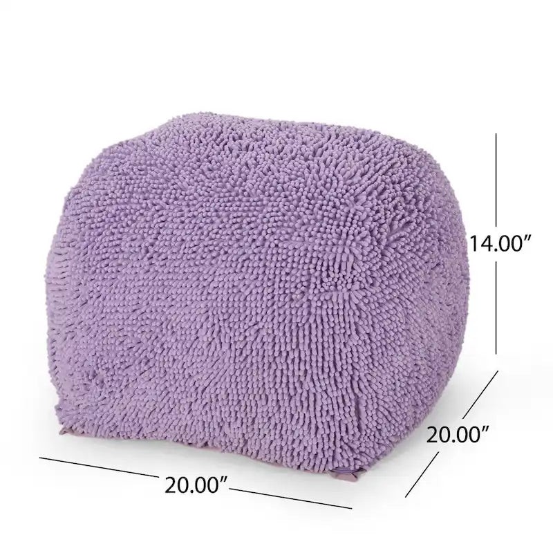 Weicher, zotteliger Pouf-Hocker, runder, flauschiger Fußhocker fürs Wohnzimmer