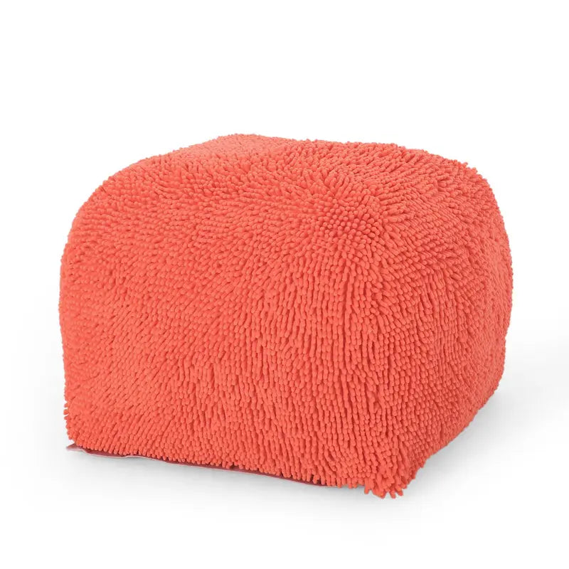 Weicher, zotteliger Pouf-Hocker, runder, flauschiger Fußhocker fürs Wohnzimmer