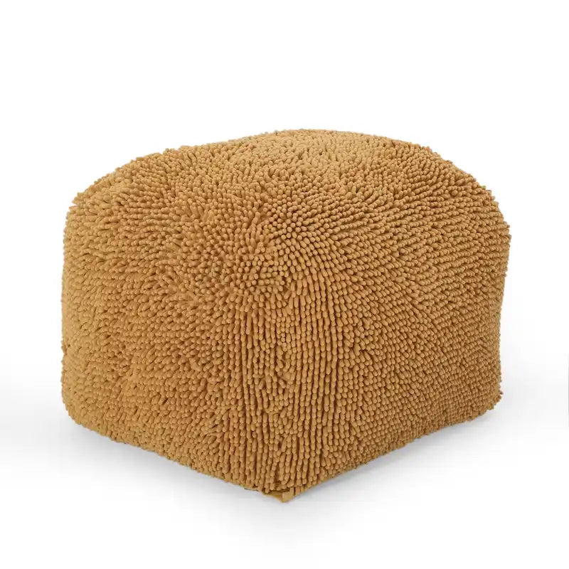 Weicher, zotteliger Pouf-Hocker, runder, flauschiger Fußhocker fürs Wohnzimmer