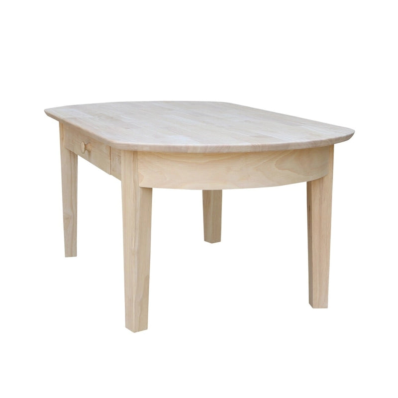 Ovaler Couchtisch aus unbehandeltem massivem Parawood