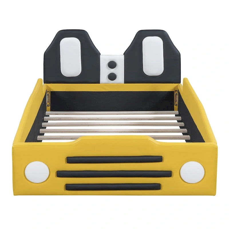 Lit plateforme en forme de voiture de course avec roues