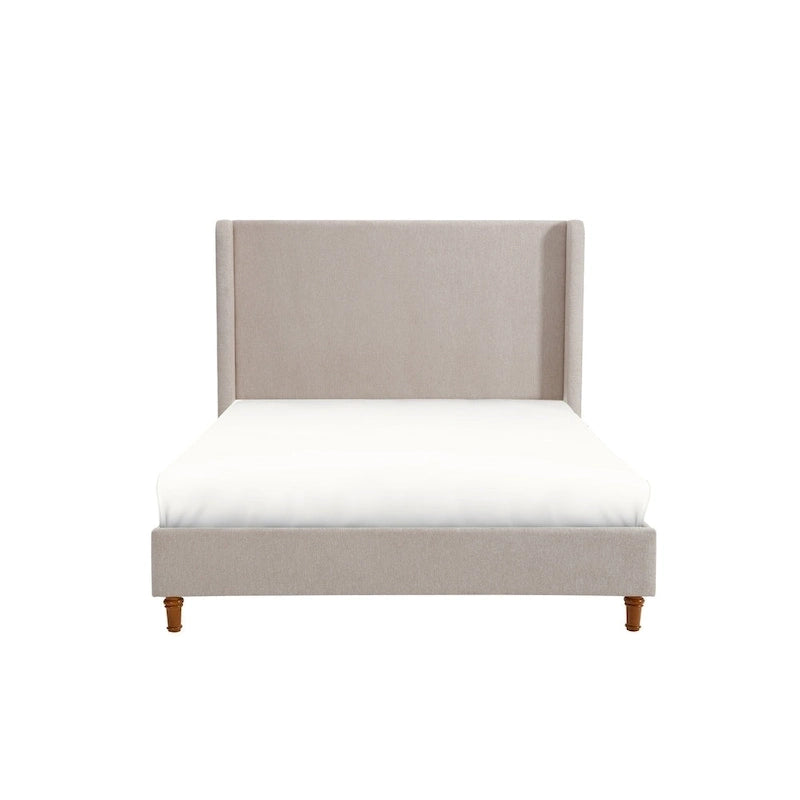 Lit rembourré avec tête de lit haute, style élégant et épuré