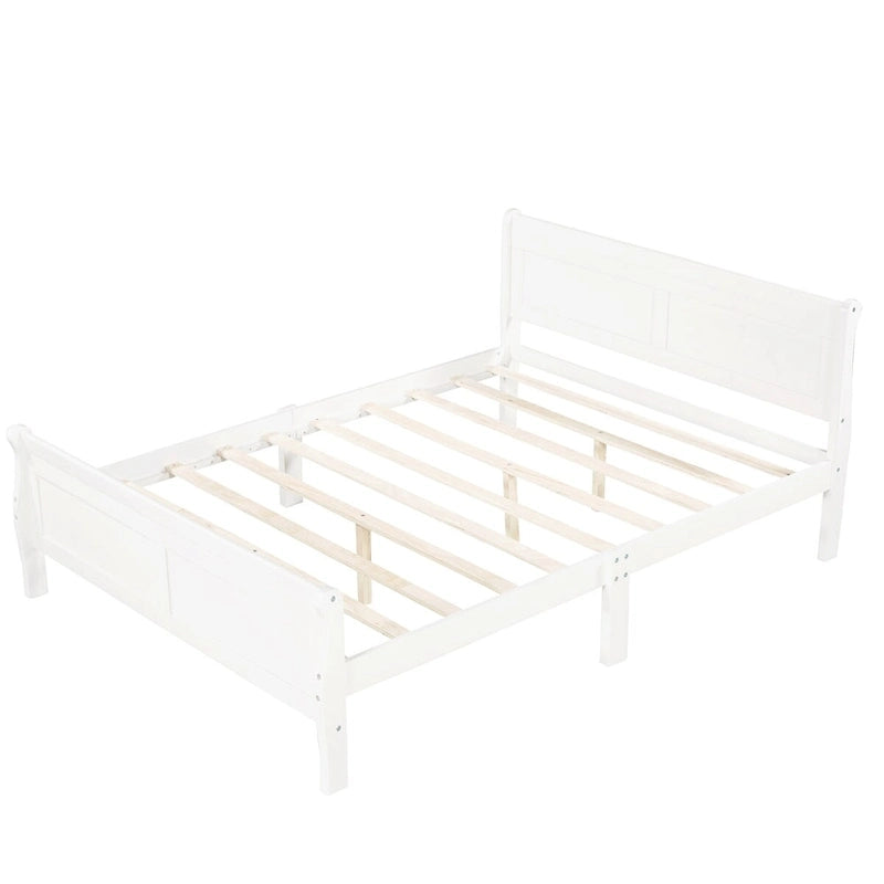 Plattformbett aus Holz in voller Größe mit Kopfteil und Lattenrost, minimalistisches Design fürs Schlafzimmer