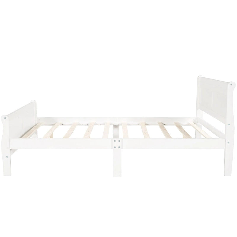 Plattformbett aus Holz in voller Größe mit Kopfteil und Lattenrost, minimalistisches Design fürs Schlafzimmer