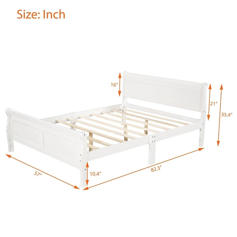 Plattformbett aus Holz in voller Größe mit Kopfteil und Lattenrost, minimalistisches Design fürs Schlafzimmer