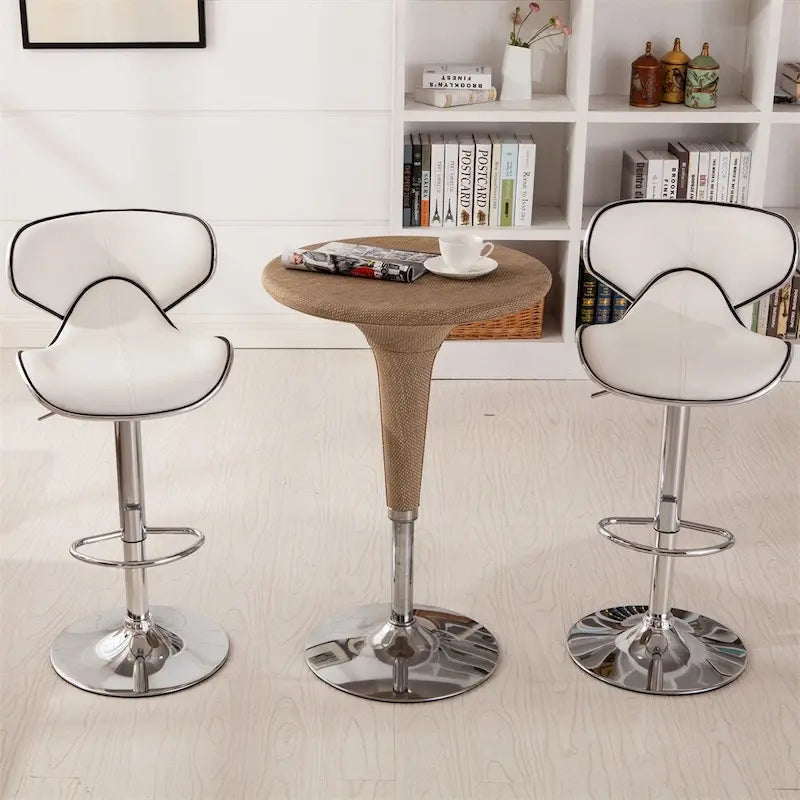 Tabouret de bar pivotant réglable à vérin, rembourré, avec base chromée, lot de 2