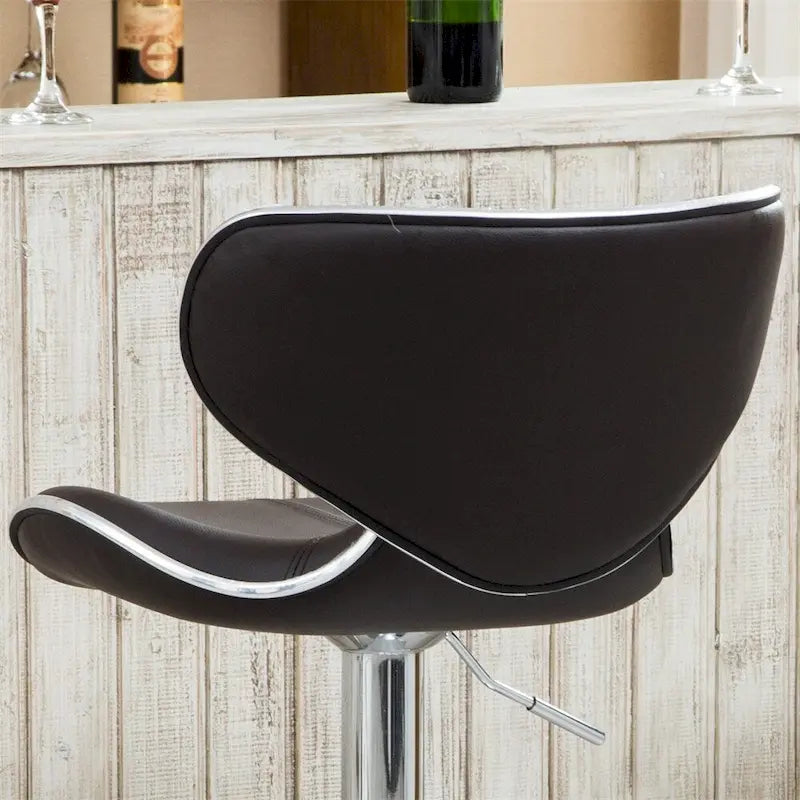 Tabouret de bar pivotant réglable à vérin, rembourré, avec base chromée, lot de 2