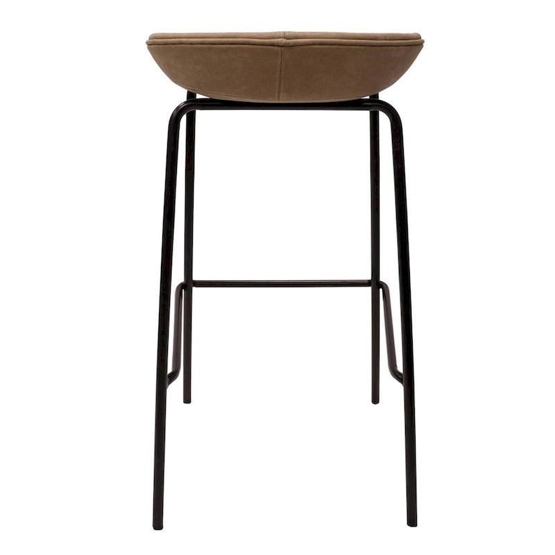 Barhocker aus Leder mit pulverbeschichtetem Eisengestell, 2er-Set