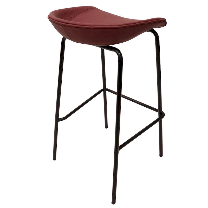 Série de tabourets de bar en cuir avec structure en fer thermolaqué, lot de 2