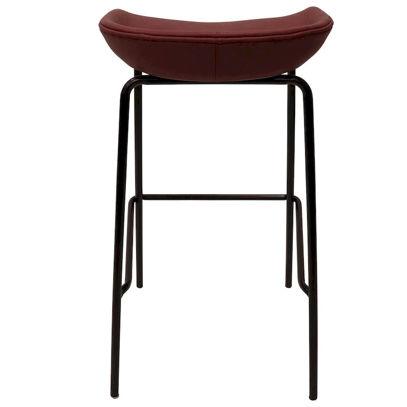 Barhocker aus Leder mit pulverbeschichtetem Eisengestell, 2er-Set