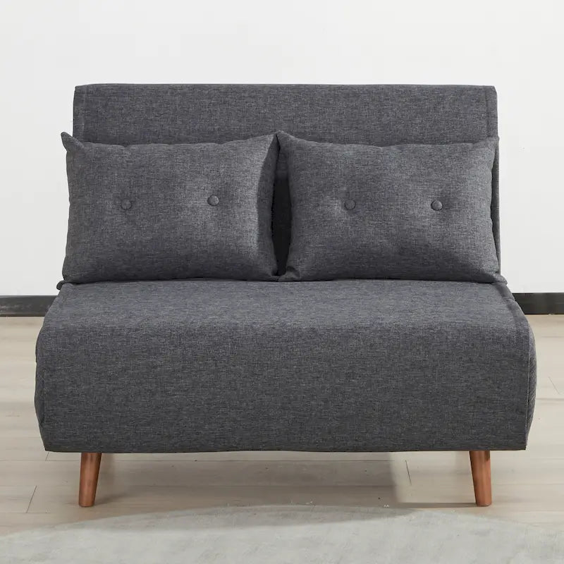 Modernes Schlafsofa mit 2 Sitzplätzen aus grauem Stoff, ausklappbar