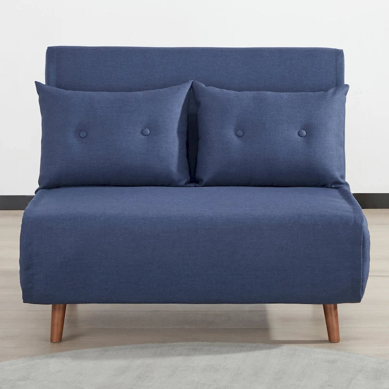 Modernes Schlafsofa mit 2 Sitzplätzen aus grauem Stoff, ausklappbar