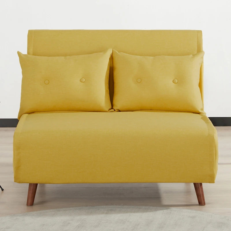 Modernes Schlafsofa mit 2 Sitzplätzen aus grauem Stoff, ausklappbar