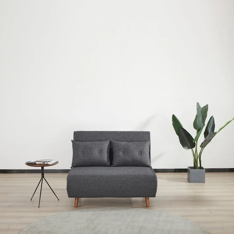Modernes Schlafsofa mit 2 Sitzplätzen aus grauem Stoff, ausklappbar