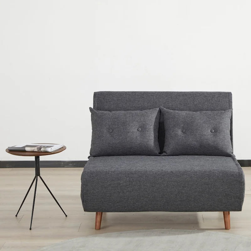Modernes Schlafsofa mit 2 Sitzplätzen aus grauem Stoff, ausklappbar