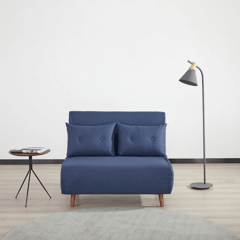 Modernes Schlafsofa mit 2 Sitzplätzen aus grauem Stoff, ausklappbar