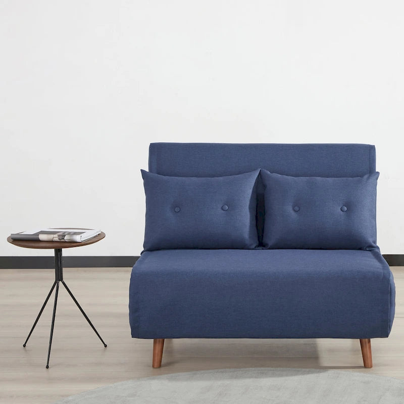 Modernes Schlafsofa mit 2 Sitzplätzen aus grauem Stoff, ausklappbar