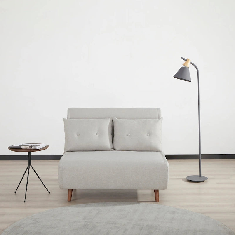 Canapé-lit moderne 2 places en tissu gris, convertible