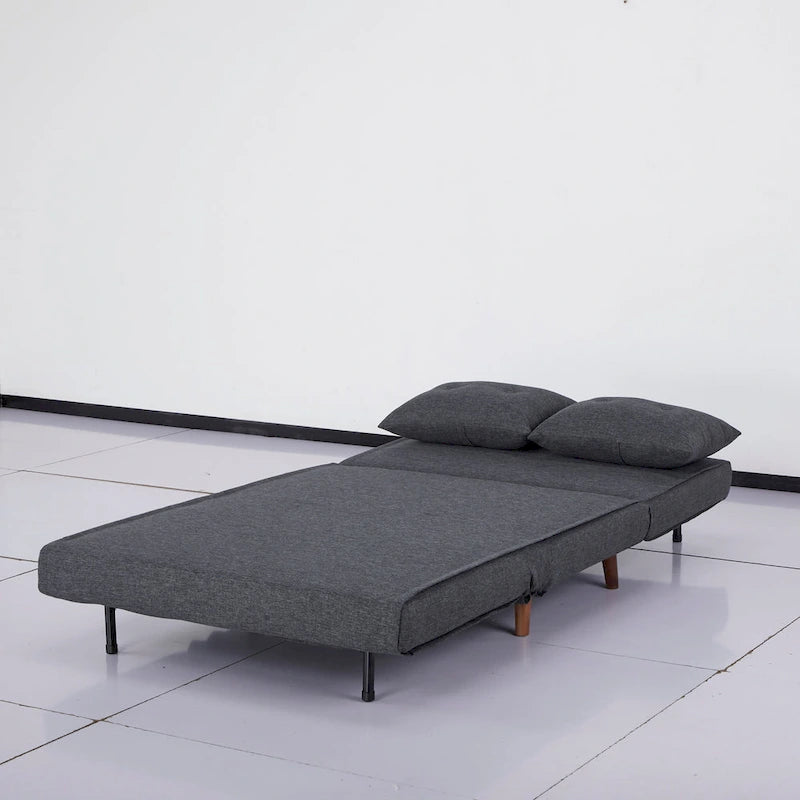 Canapé-lit moderne 2 places en tissu gris, convertible