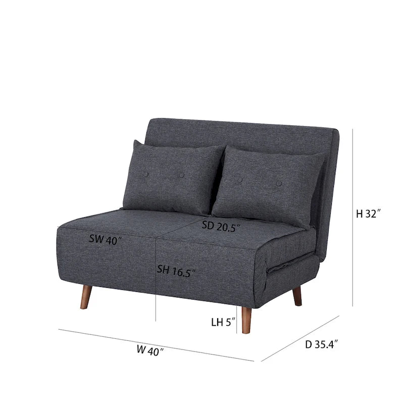 Canapé-lit moderne 2 places en tissu gris, convertible