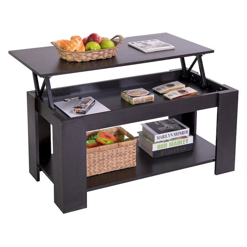 Mesa de centro moderna de madera con tablero elevable