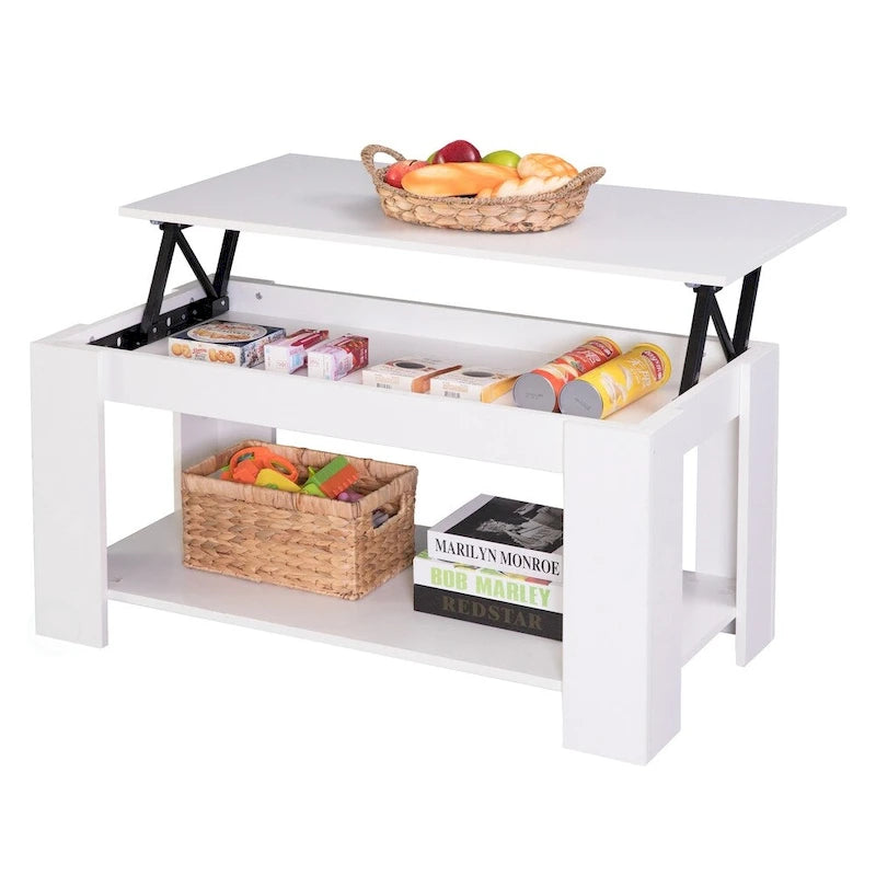 Moderner Couchtisch aus Holz mit anhebbarer Tischplatte