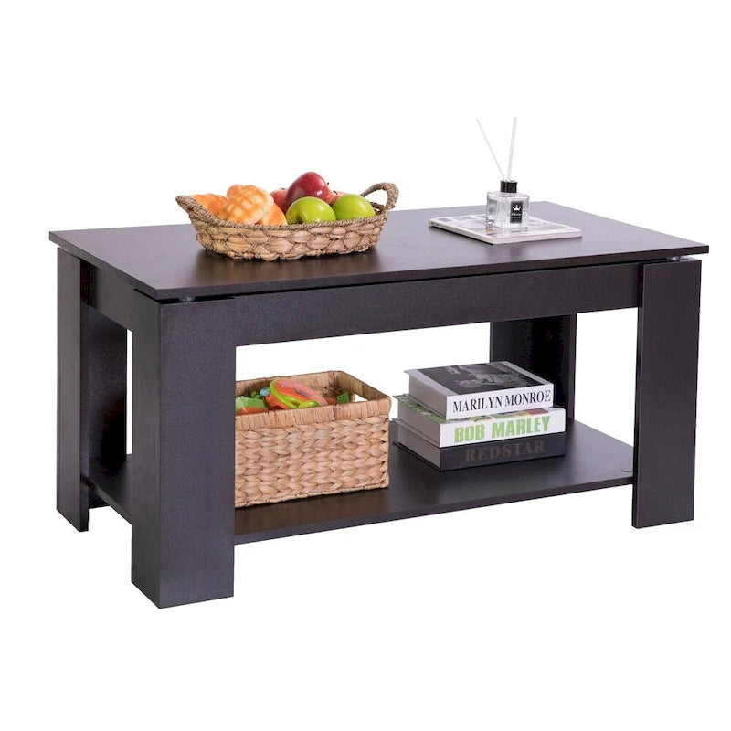 Mesa de centro moderna de madera con tablero elevable