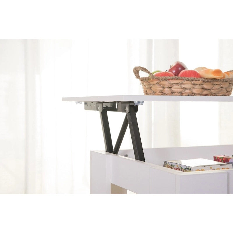 Moderner Couchtisch aus Holz mit anhebbarer Tischplatte
