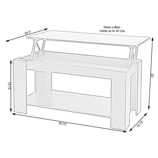Moderner Couchtisch aus Holz mit anhebbarer Tischplatte