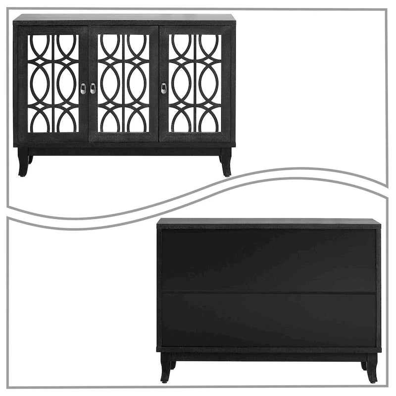 Modernes, elegantes Sideboard aus Holz mit drei Spiegelschranktüren