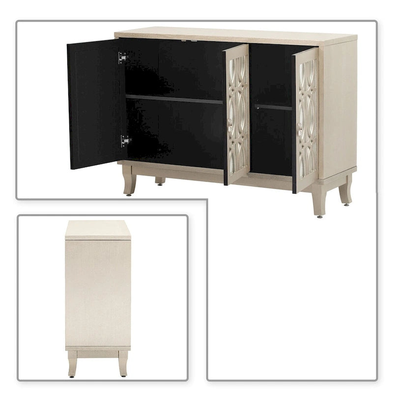 Modernes, elegantes Sideboard aus Holz mit drei Spiegelschranktüren