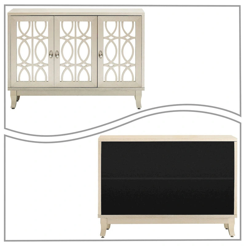 Modernes, elegantes Sideboard aus Holz mit drei Spiegelschranktüren