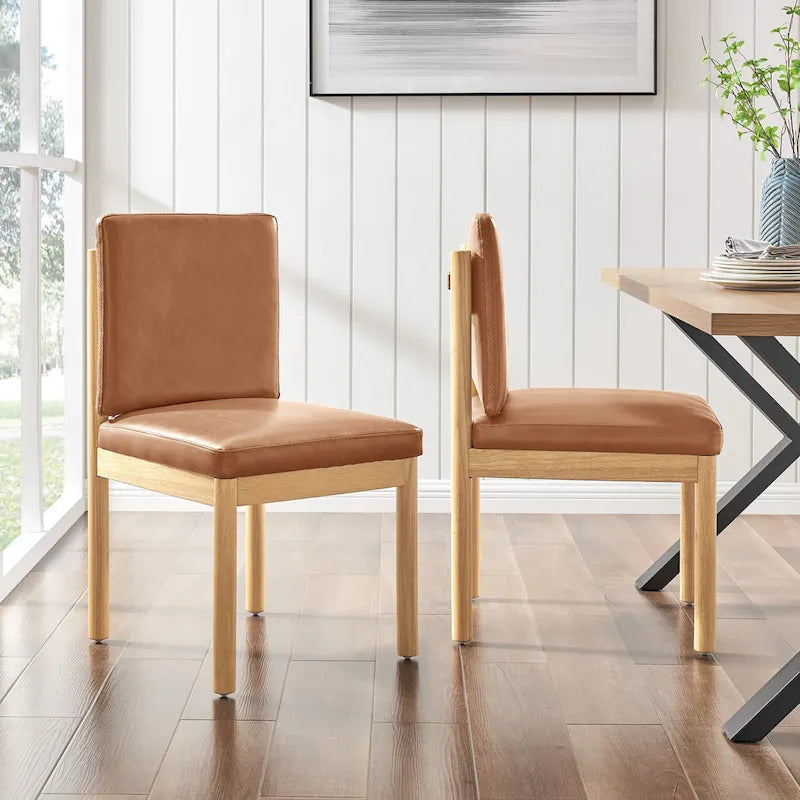Sillas laterales de comedor de cuero sintético (juego de 2)