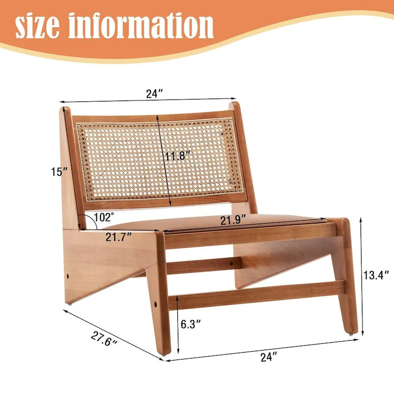 Sillas de ratán, silla decorativa moderna de mediados de siglo sin brazos, silla auxiliar de lectura para sala, silla bohemia con estructura de madera