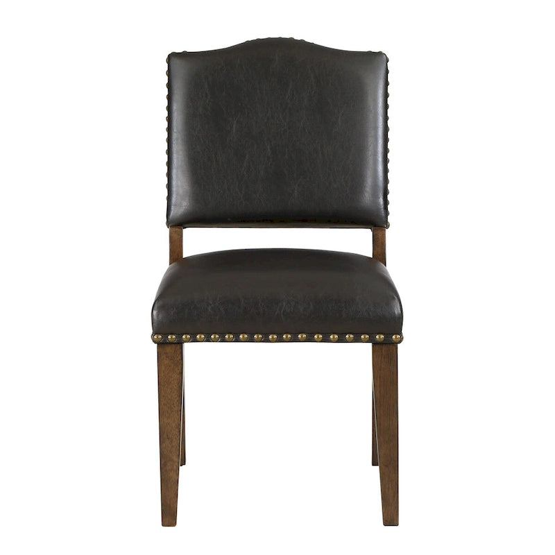 Esszimmerstuhl aus Kunstleder mit Ziernägeln fürs Esszimmer (2er-Set)