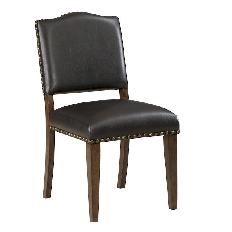 Esszimmerstuhl aus Kunstleder mit Ziernägeln fürs Esszimmer (2er-Set)