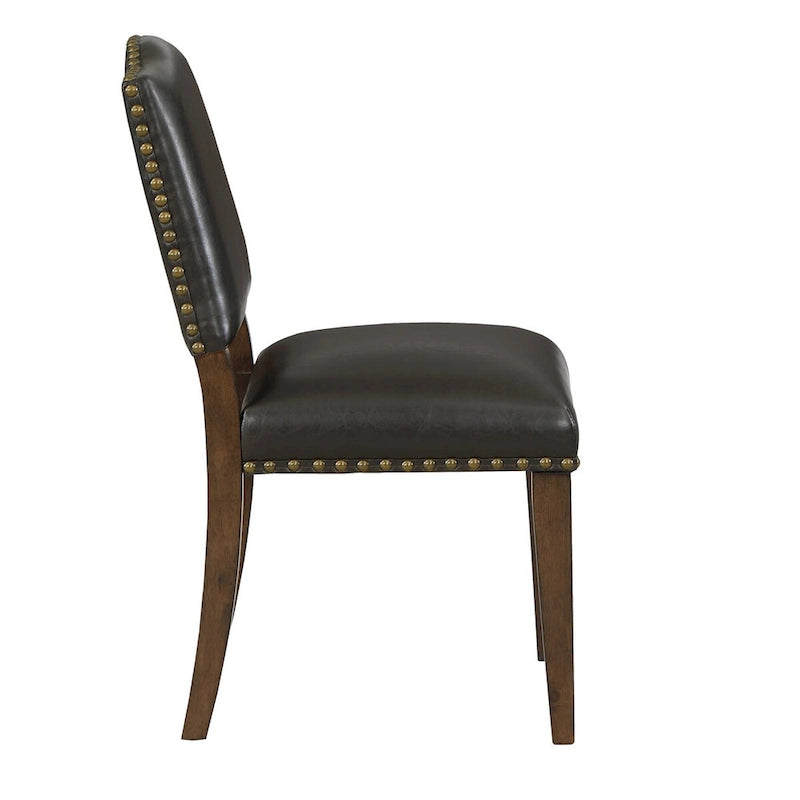 Esszimmerstuhl aus Kunstleder mit Ziernägeln fürs Esszimmer (2er-Set)