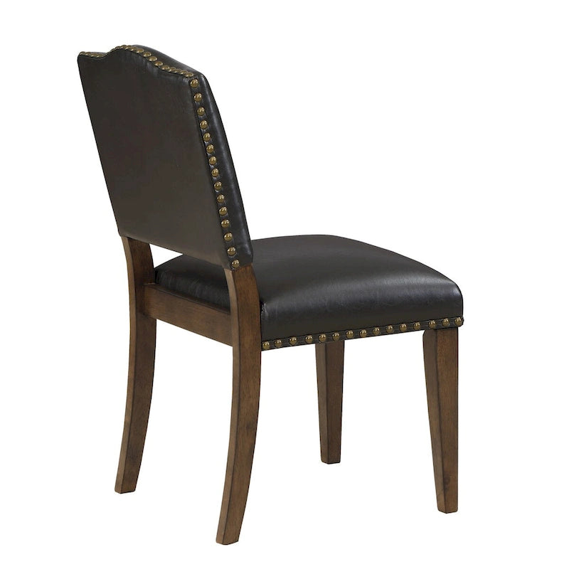 Esszimmerstuhl aus Kunstleder mit Ziernägeln fürs Esszimmer (2er-Set)