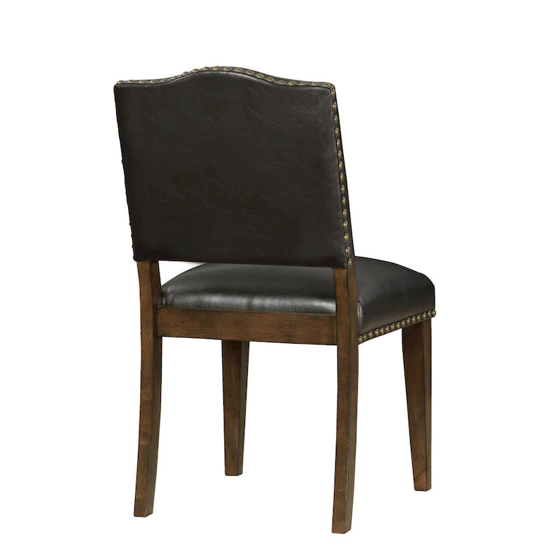 Silla de comedor de cuero sintético con tachuelas para comedor (juego de 2)