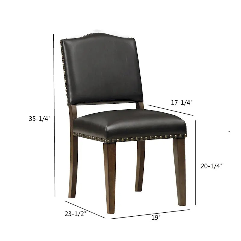 Silla de comedor de cuero sintético con tachuelas para comedor (juego de 2)