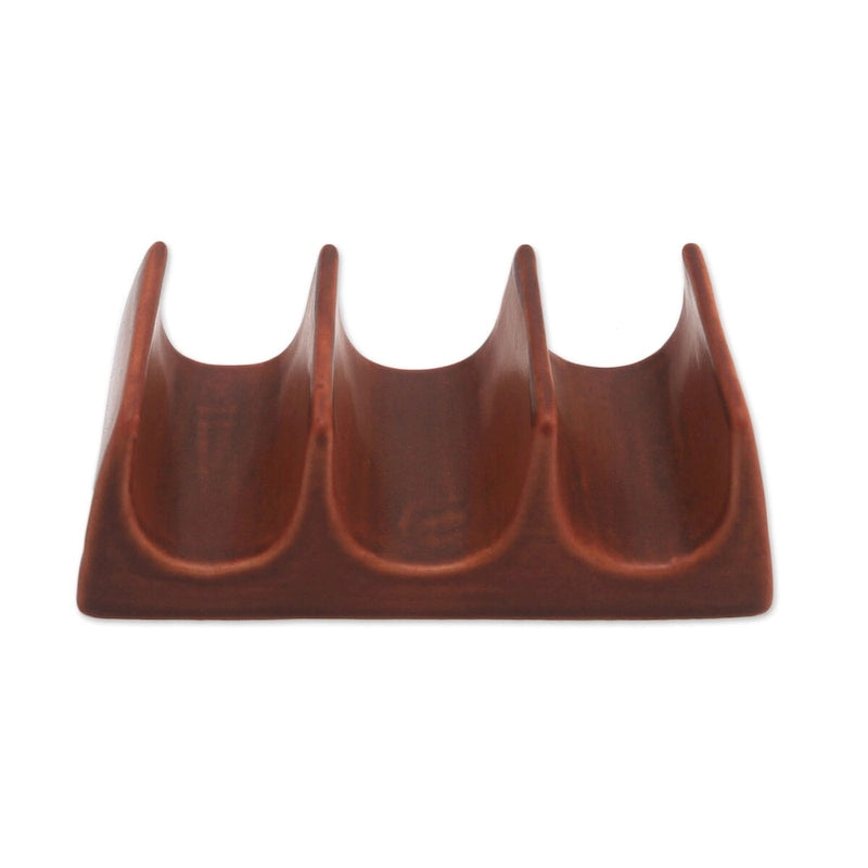 Novica Handmade Bali Waves Ceramic Taco Holder