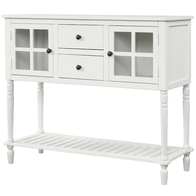 Console d’entrée buffet avec rangement, en bois blanc style fermier