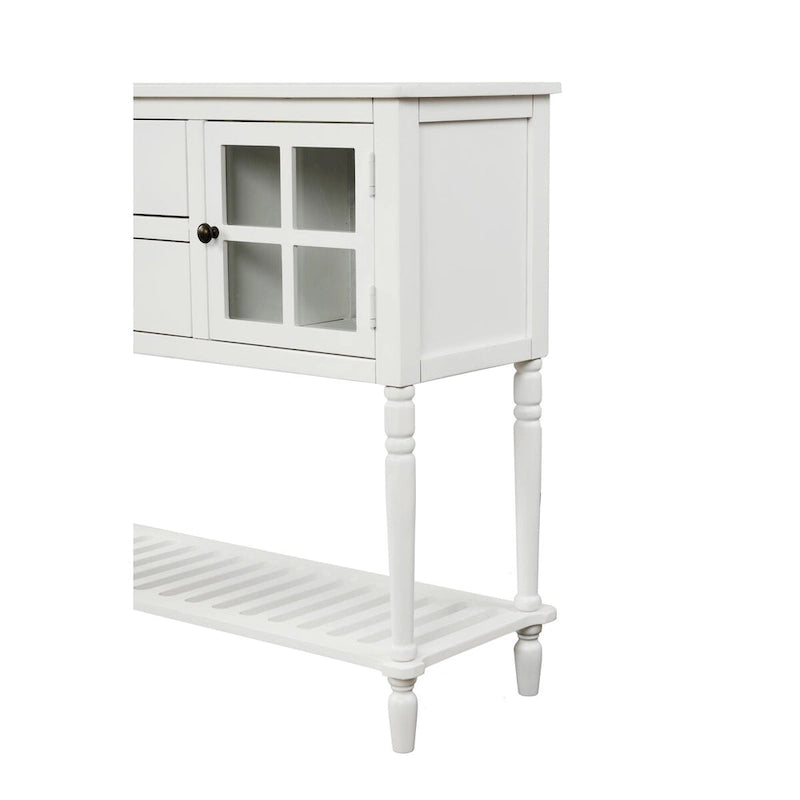 Console d’entrée buffet avec rangement, en bois blanc style fermier