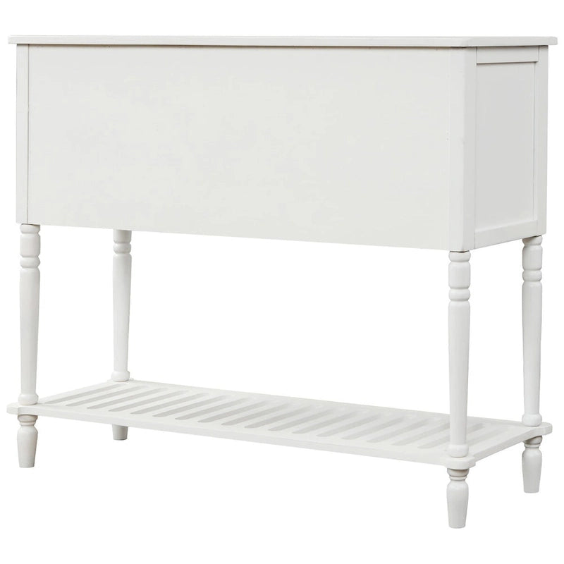 Console d’entrée buffet avec rangement, en bois blanc style fermier