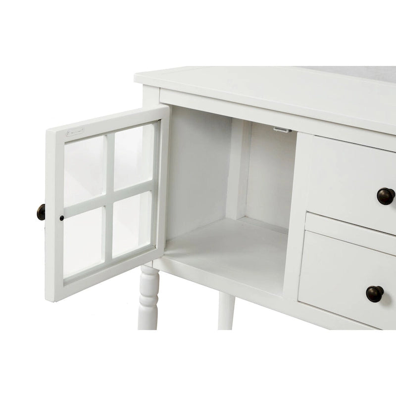 Console d’entrée buffet avec rangement, en bois blanc style fermier